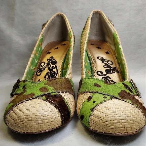 Naughty Monkey Green & Brown Size 10 Out Of Line 3 pump - Picture 3 of 12